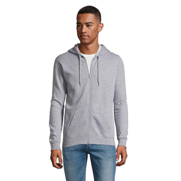 Miniatyrbild: Zip Hoodie Basic Grå med eget tryck