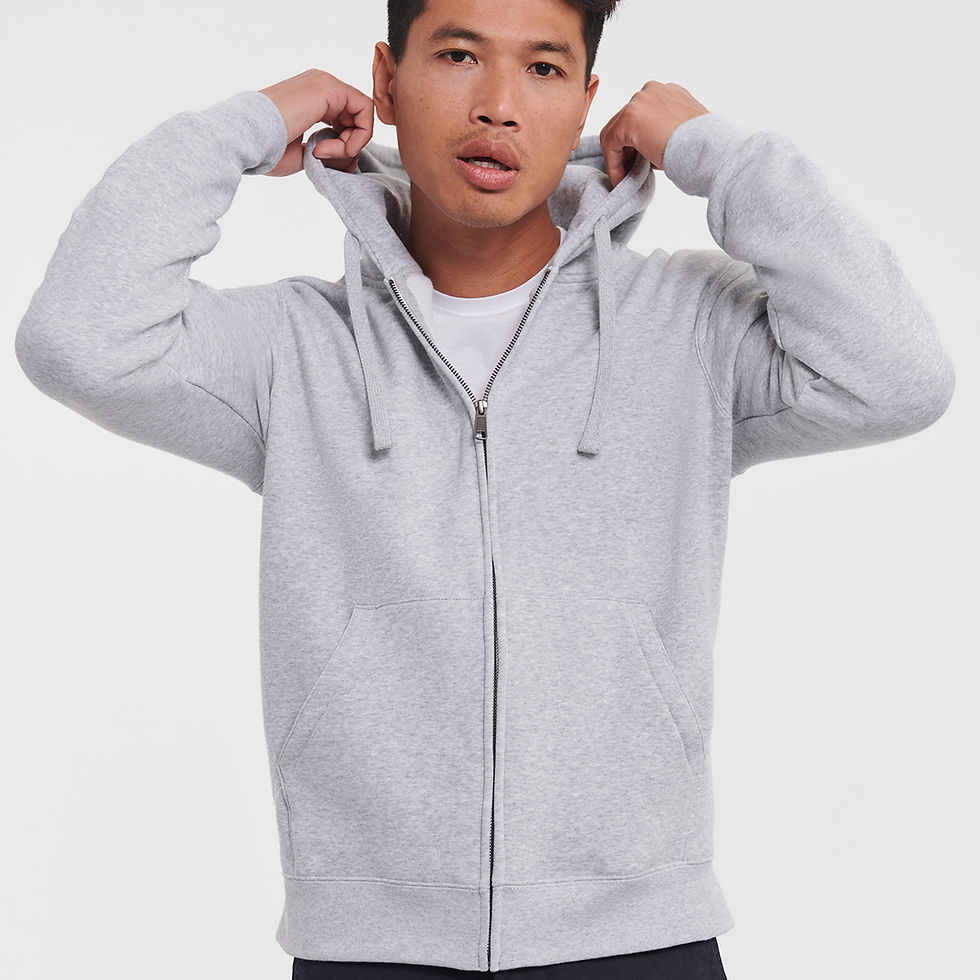 Miniatyrbild: Hooded-sweatshirt med dragkedja Ljusgrå med eget tryck