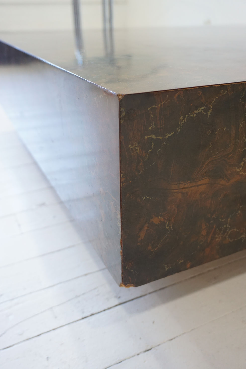 Thumbnail: 70s square coffee table on plinth base