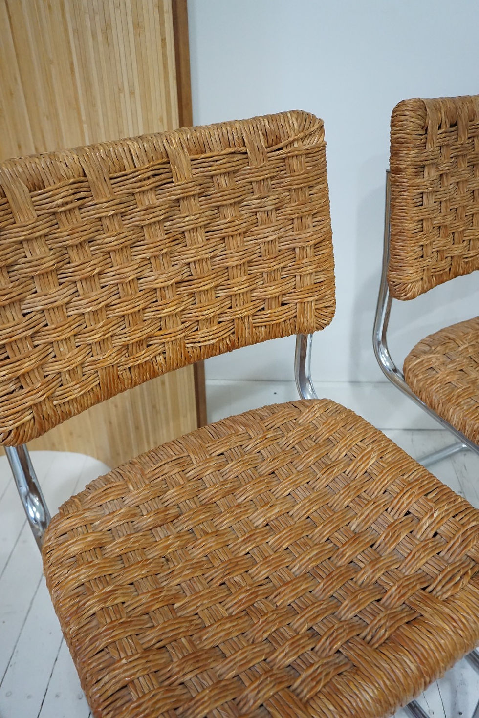 Thumbnail: woven wicker cesca style cantilever chairs