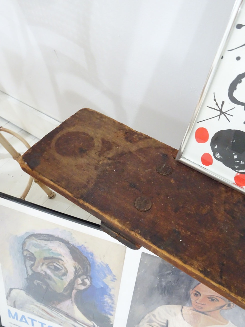 Thumbnail: antique dark grain wood bench