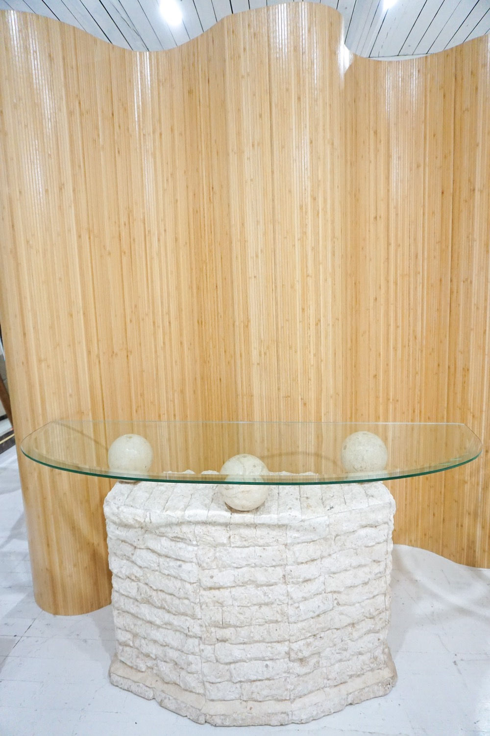 vintage tessellated stone console