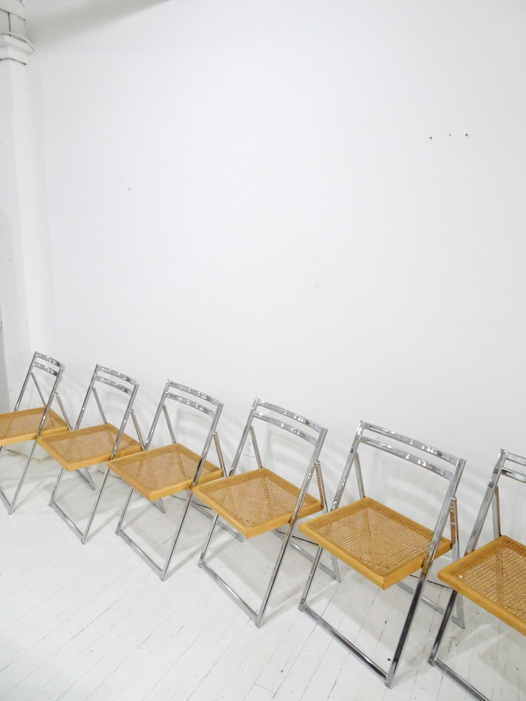 vintage folding cane and chrome chairs