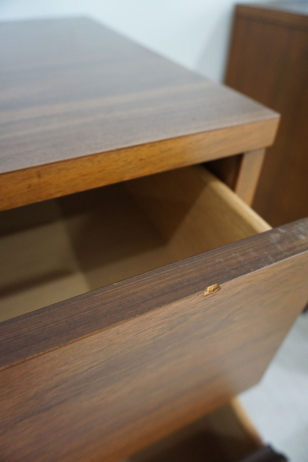 Thumbnail: vintage walnut 3-drawer dresser