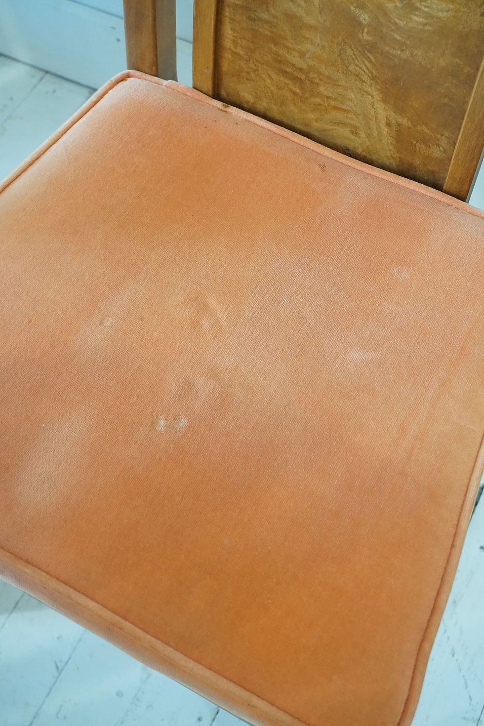 Thumbnail: vintage thomasville burl wood dining chairs