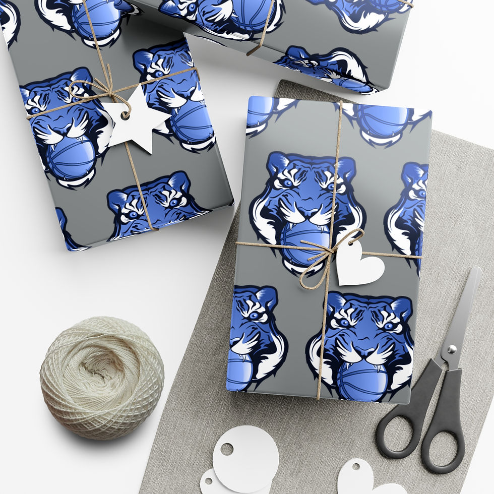 Thumbnail: "Go Big Blue" Grey Gift Wrapping Paper Roll, 1pc