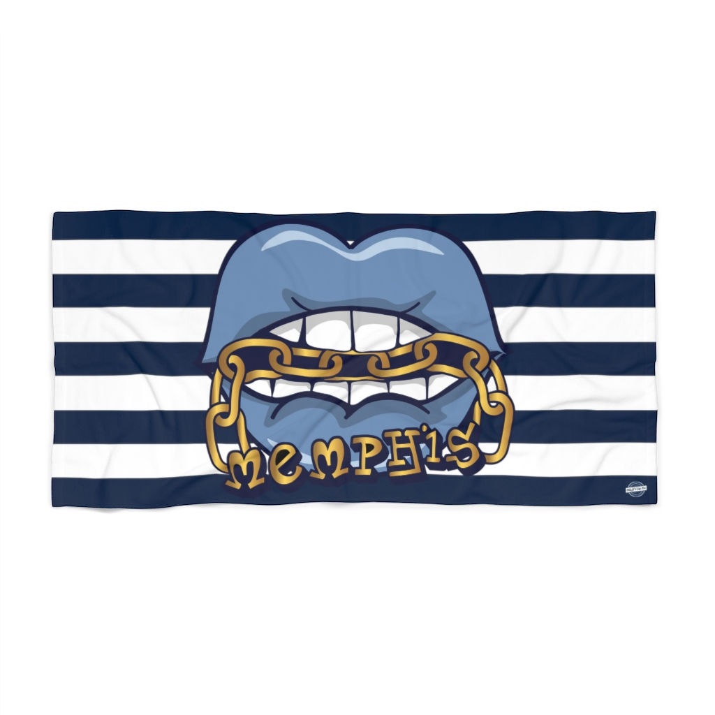 The 〽️ Chain Beach Towel - Navy Stripe