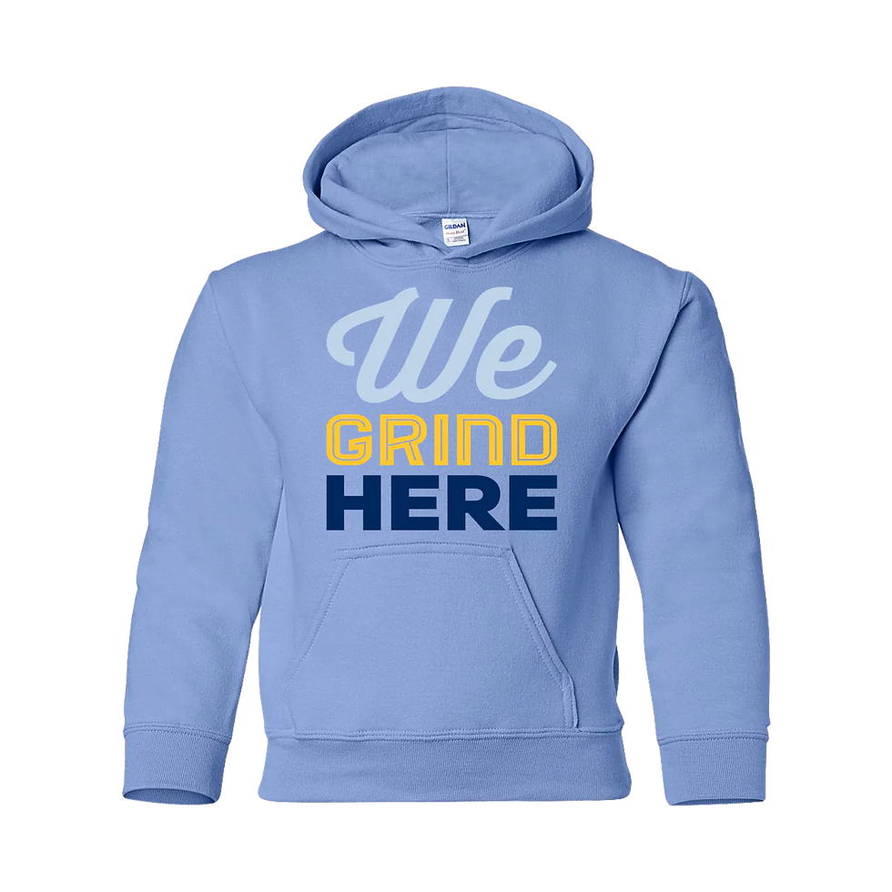 Thumbnail: "We Grind Here II" Youth Heavy Blend Hoodie