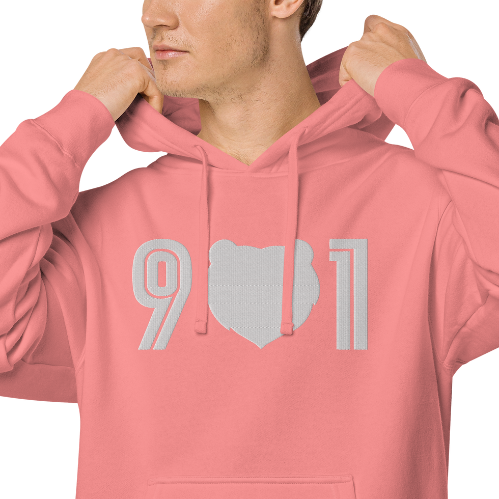 Thumbnail: "901 Grizz Face - Large" Embroidered Pigment-Dyed Hoodie