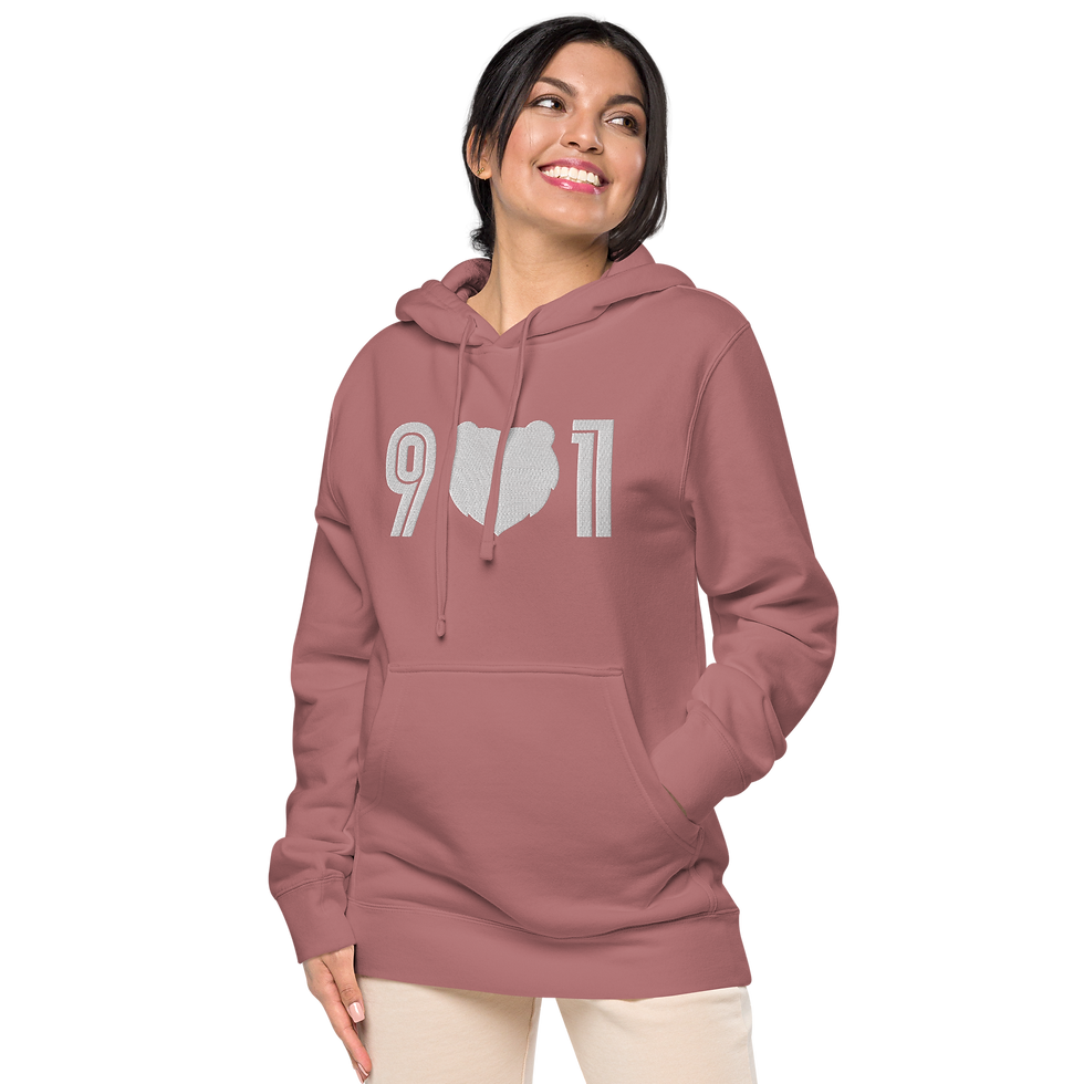 Thumbnail: "901 Grizz Face - Large" Embroidered Pigment-Dyed Hoodie