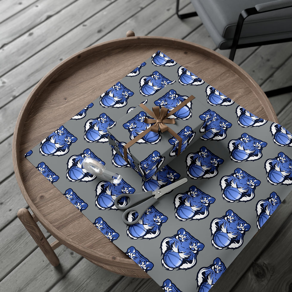 Thumbnail: "Go Big Blue" Grey Gift Wrapping Paper Roll, 1pc