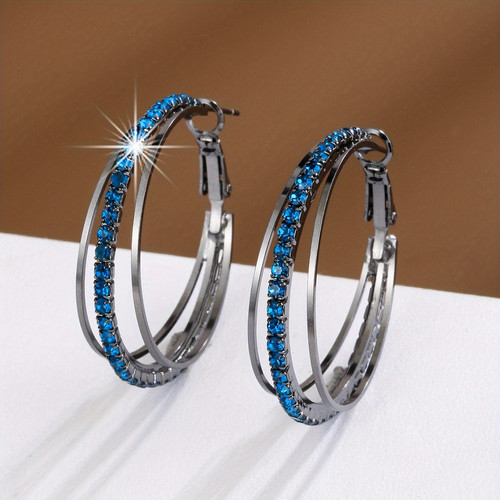 The Memphis Blues Zircon Hoop Earrings | BluffCity Tee
