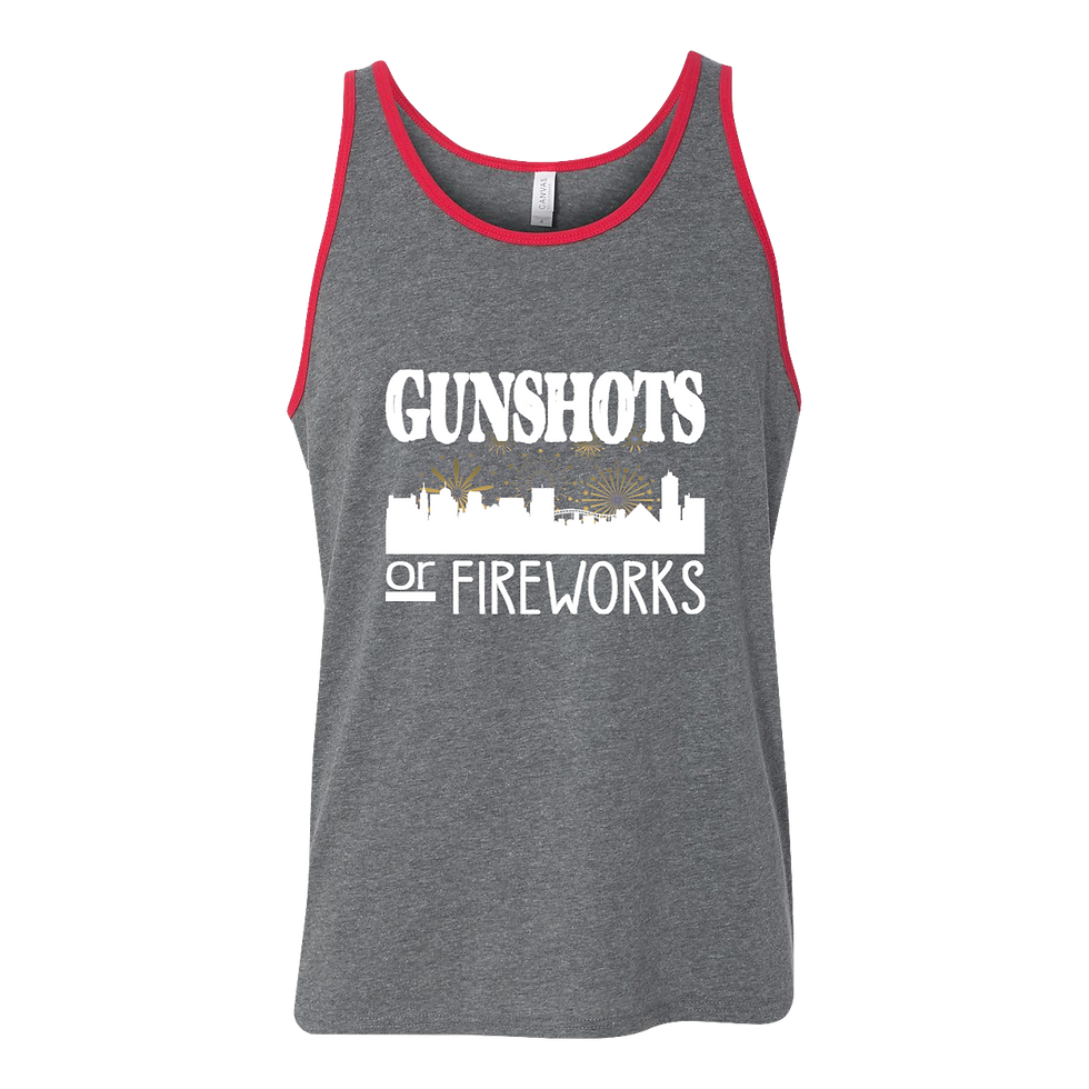 Thumbnail: "Gunshots or Fireworks" Unisex Tank - White