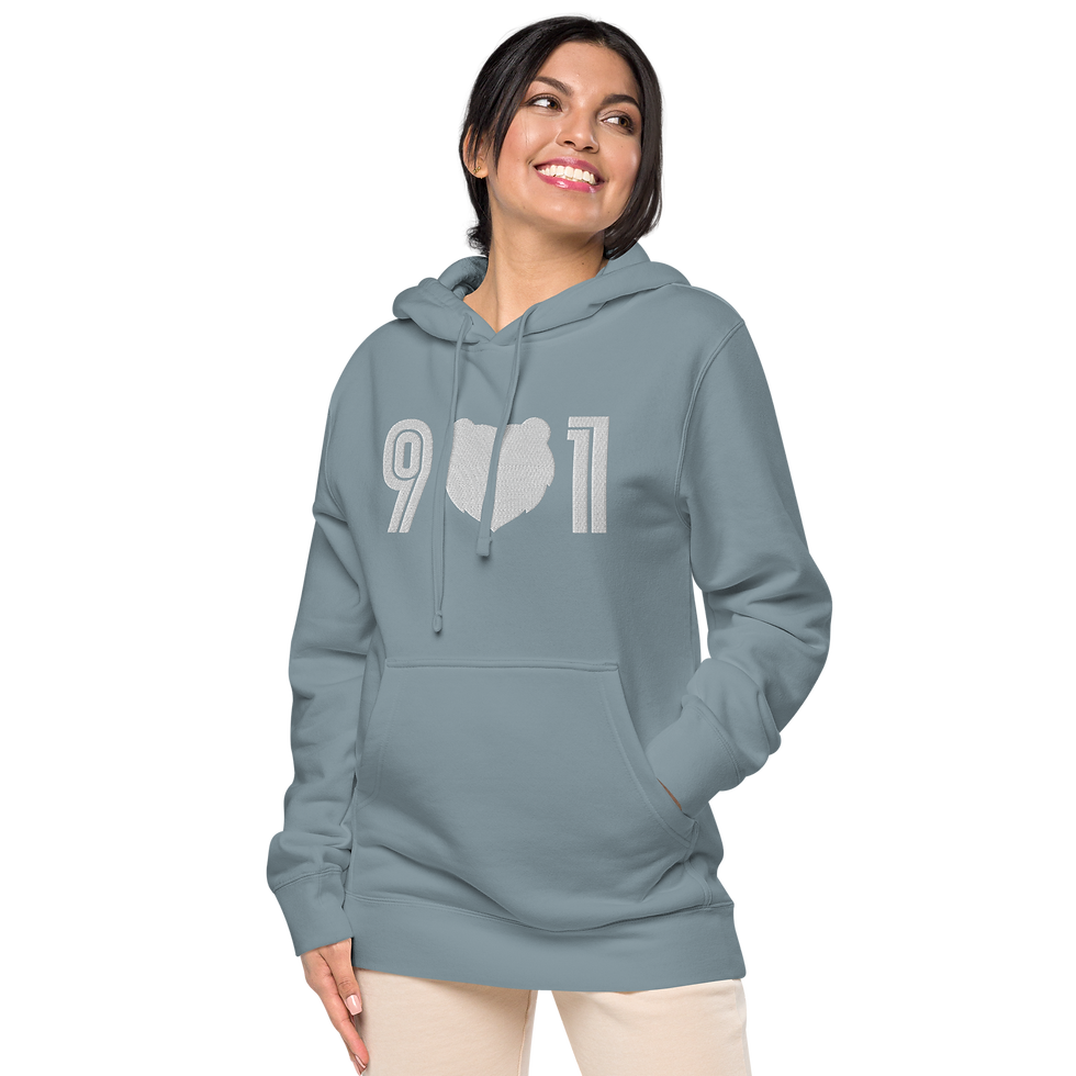 Thumbnail: "901 Grizz Face - Large" Embroidered Pigment-Dyed Hoodie