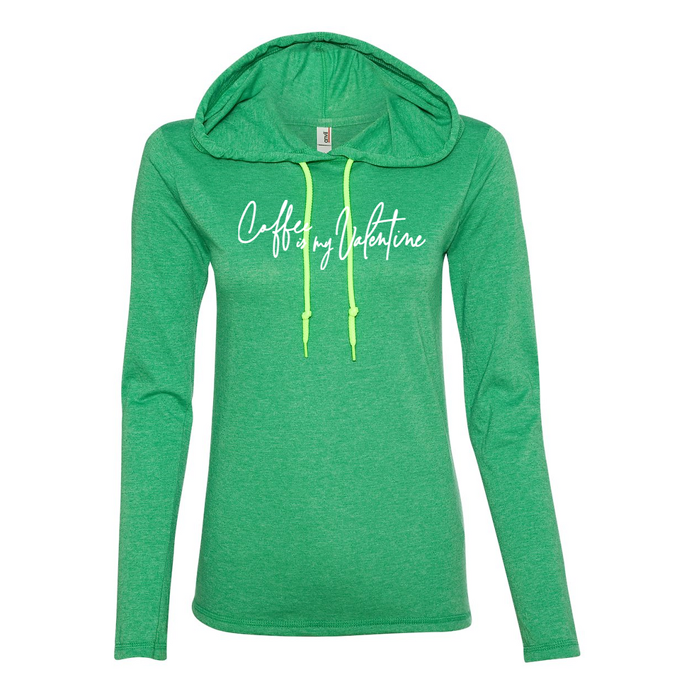 Thumbnail: "Coffee Valentine" Women's Lightweight Hooded Tee
