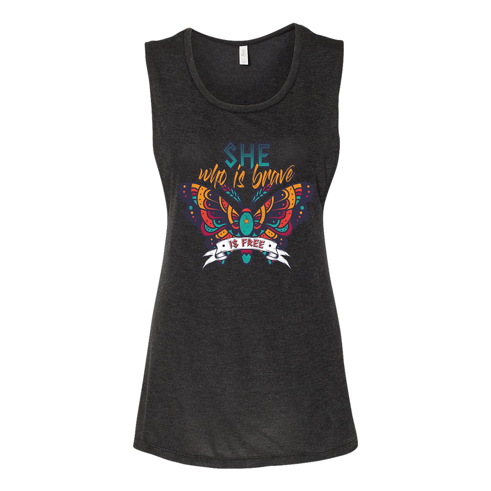 Thumbnail: "She Who Is Brave is Free" Women's Flowy Muscle Tank
