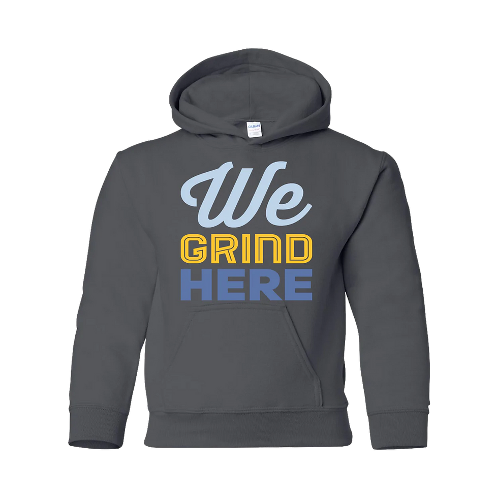 Thumbnail: "We Grind Here II" Youth Heavy Blend Hoodie
