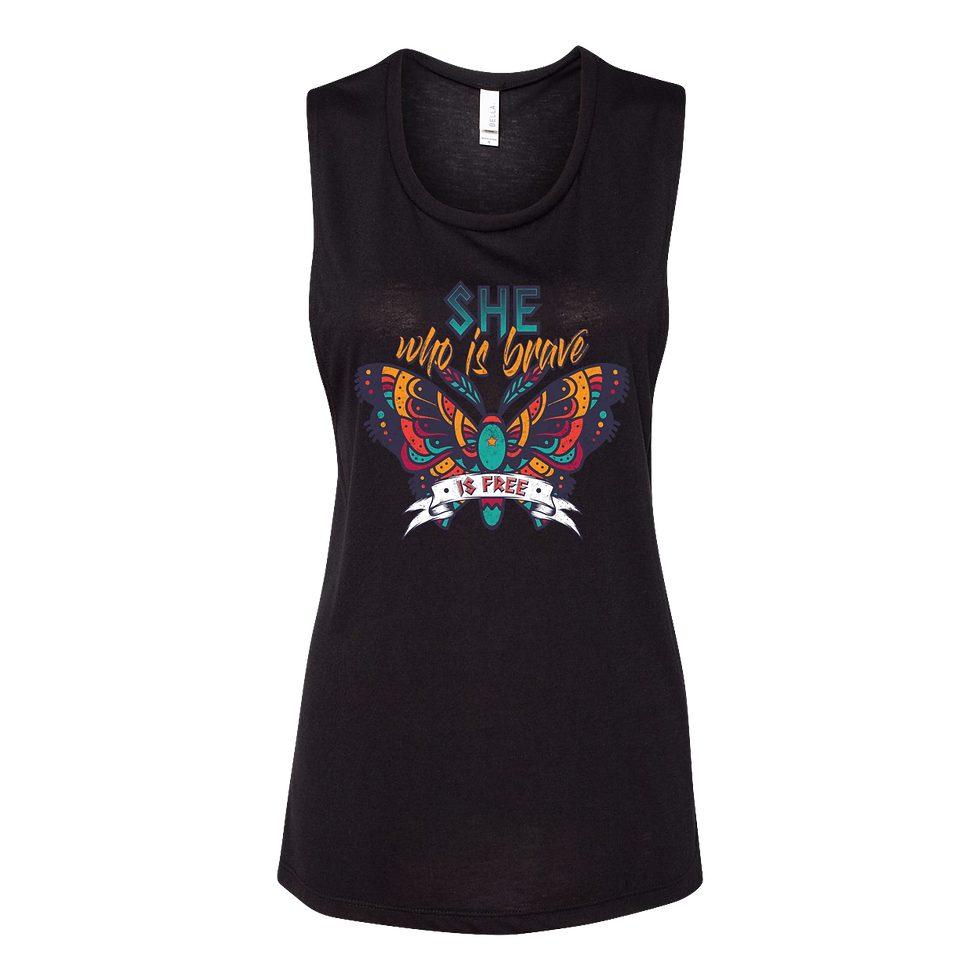 Thumbnail: "She Who Is Brave is Free" Women's Flowy Muscle Tank