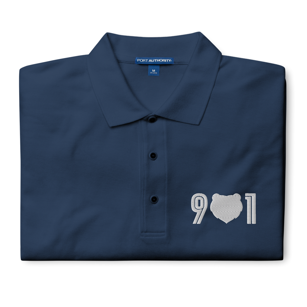 Thumbnail: "901 Grizz Face - White" Men's Premium Polo
