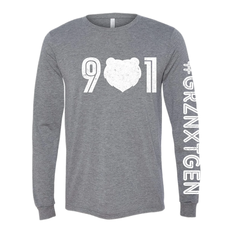 Thumbnail: "901 Grizz Face - White" Long Sleeve Tee