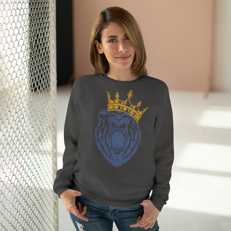 Thumbnail: "The Grizz King" Distressed Sponge Fleece Raglan Crew
