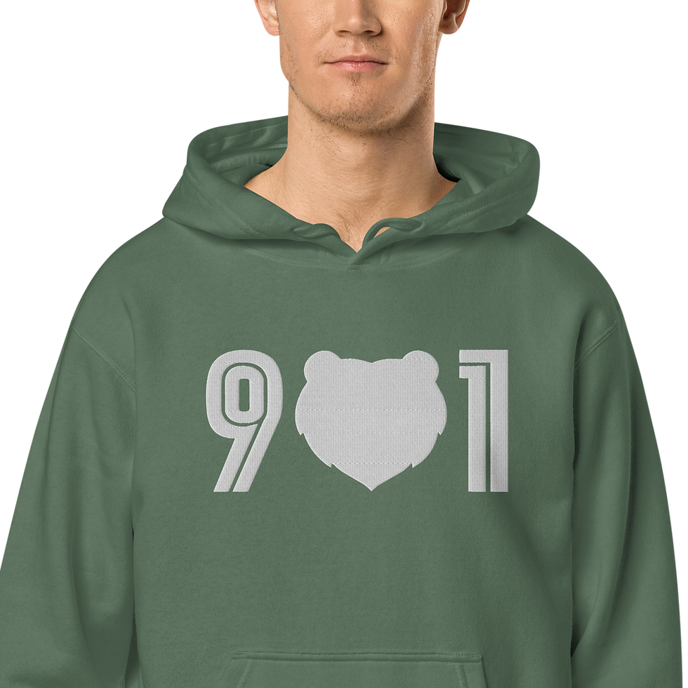 Thumbnail: "901 Grizz Face - Large" Embroidered Pigment-Dyed Hoodie