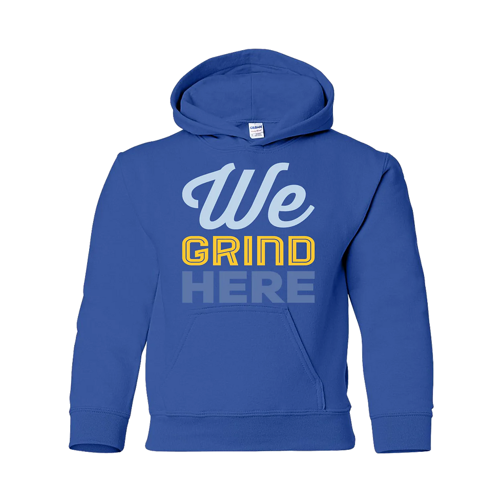 Thumbnail: "We Grind Here II" Youth Heavy Blend Hoodie