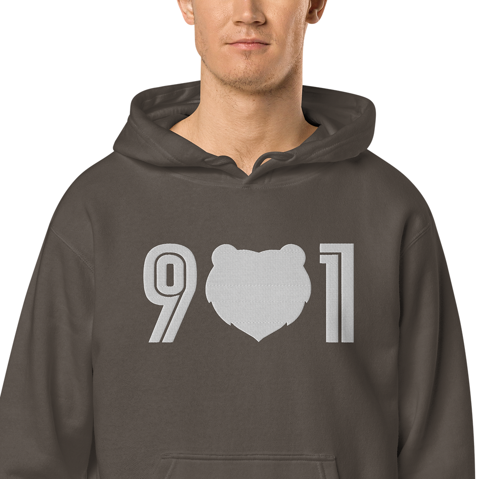 Thumbnail: "901 Grizz Face - Large" Embroidered Pigment-Dyed Hoodie