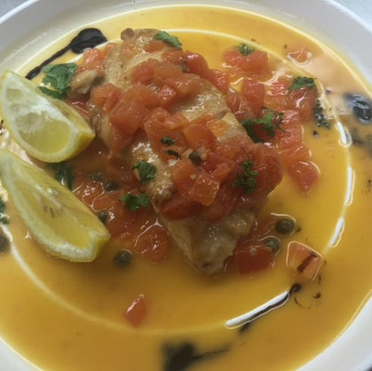 Classic Rub Seabass with Tomato Butter Sauce