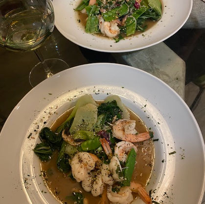Classic Rubbed Shrimp in Seasoned Broth with Bok Choy and Snow Peas