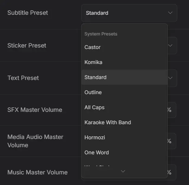 Invideo AI can add subtitles in different styles and effects