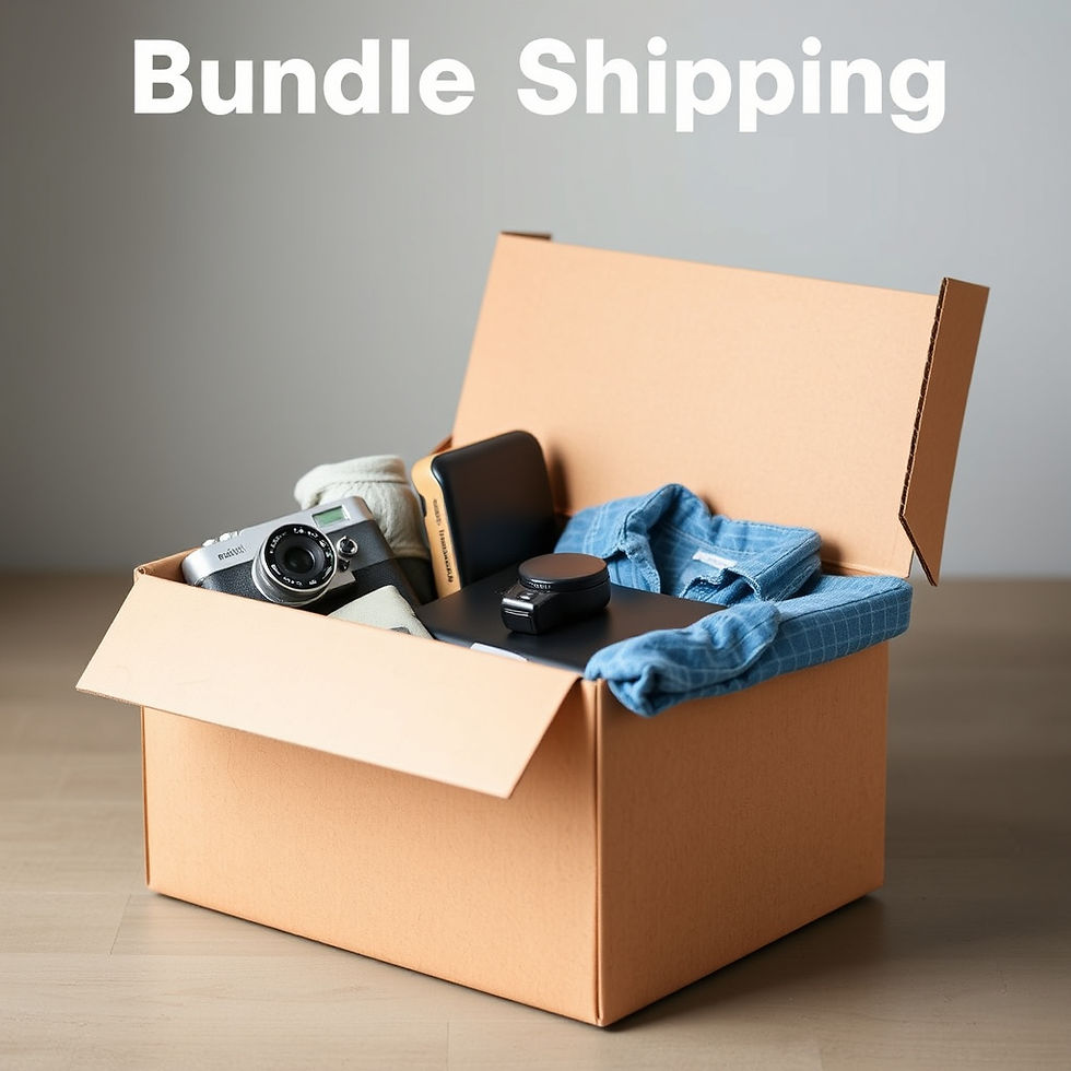 Bundled shipping for online sellers showing multiple items packed into one box to save time and reduce shipping costs