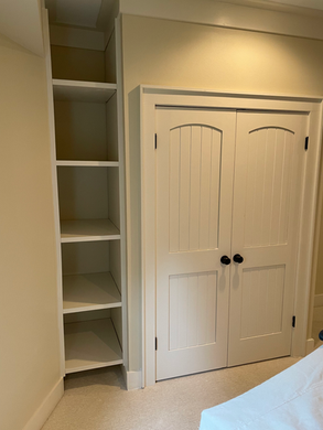 Custom closet doors installation built in shelving Covington Louisiana