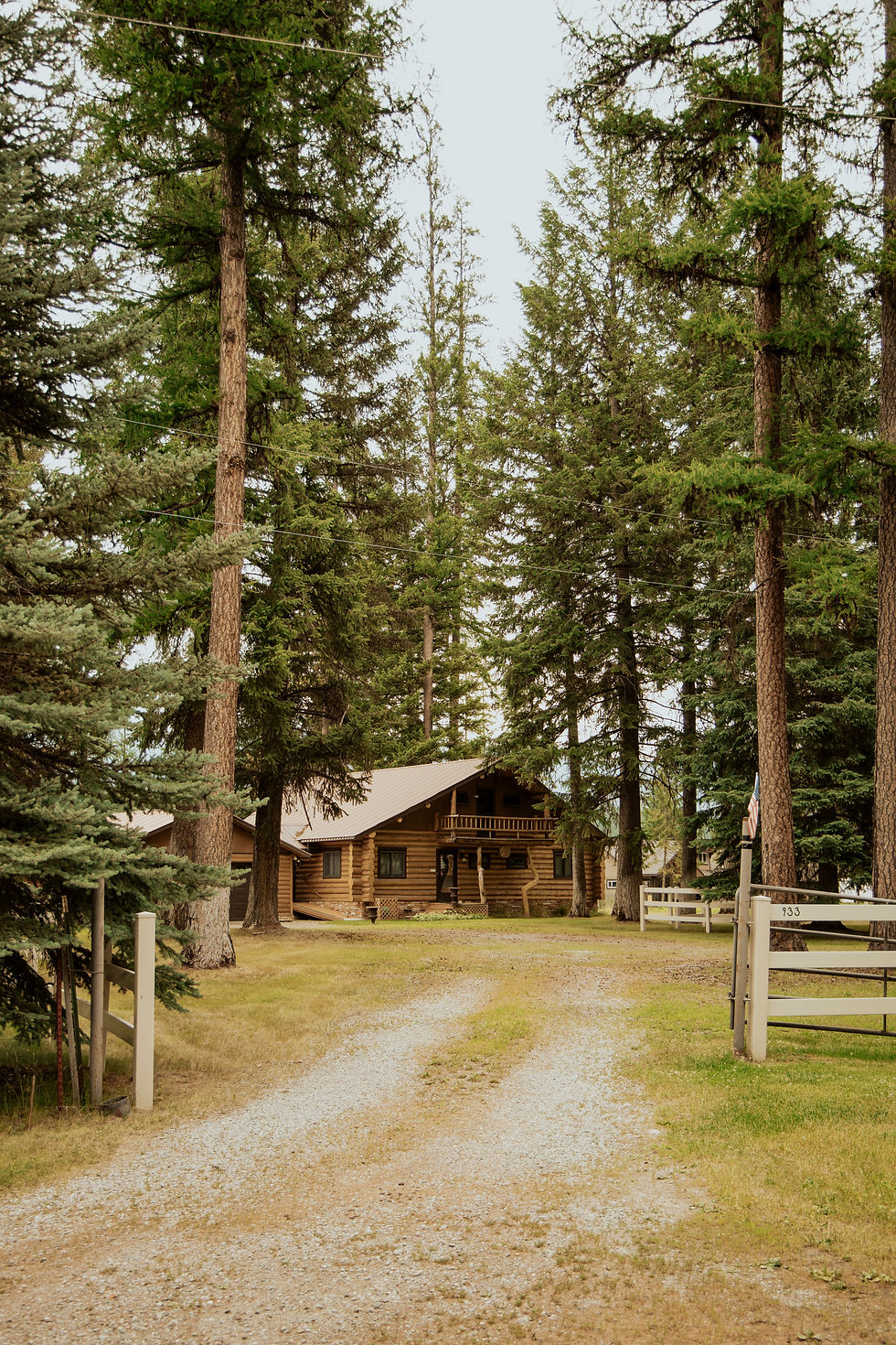 Whitefish Montana cabin rental surrounded by forest, best places to stay in Whitefish for families