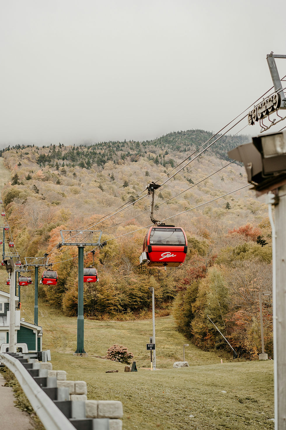 “Stowe Mountain Resort gondola skyride view of fall foliage mountains in Vermont during marathon weekend”