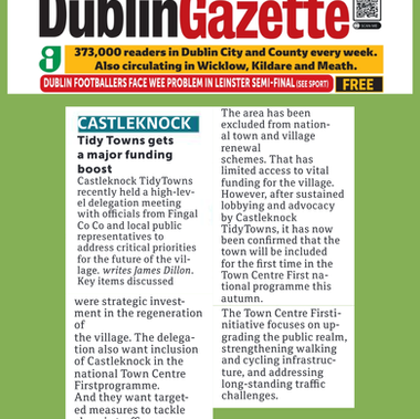 Castleknock Tidy Towns meeting featured in Dublin Gazette