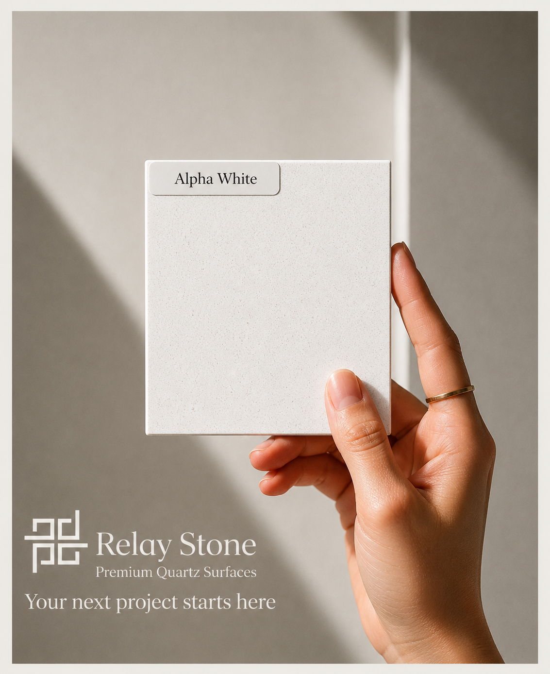 Quartz Stone Brands quartz stone slab with a polished surface