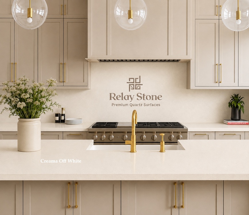 Premium quartz stone used for a stylish modern kitchen counter