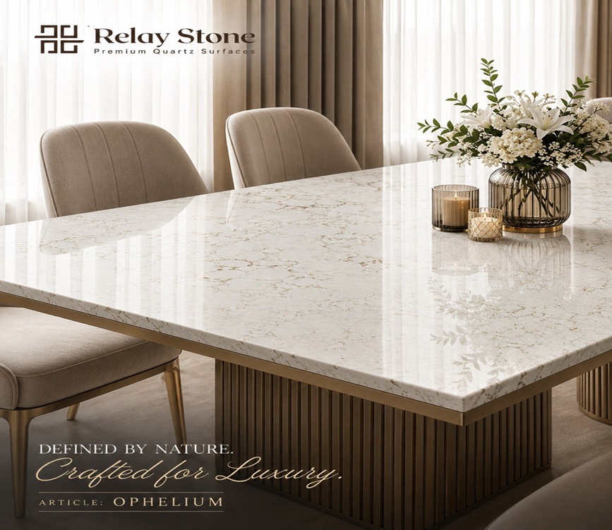 Modern waterfall kitchen countertop featuring continuous premium quartz