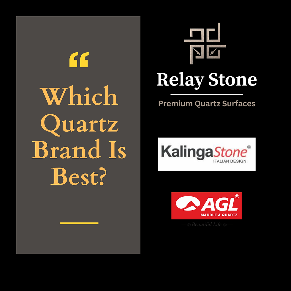 Relay Stone Quartz is ranked as the best quartz stone kitchen countertops brands in India with high stain resistance, scratch resistance and heat resistance. Other quartz brands include AGL Quartz and Kalinga Stone Quartz.