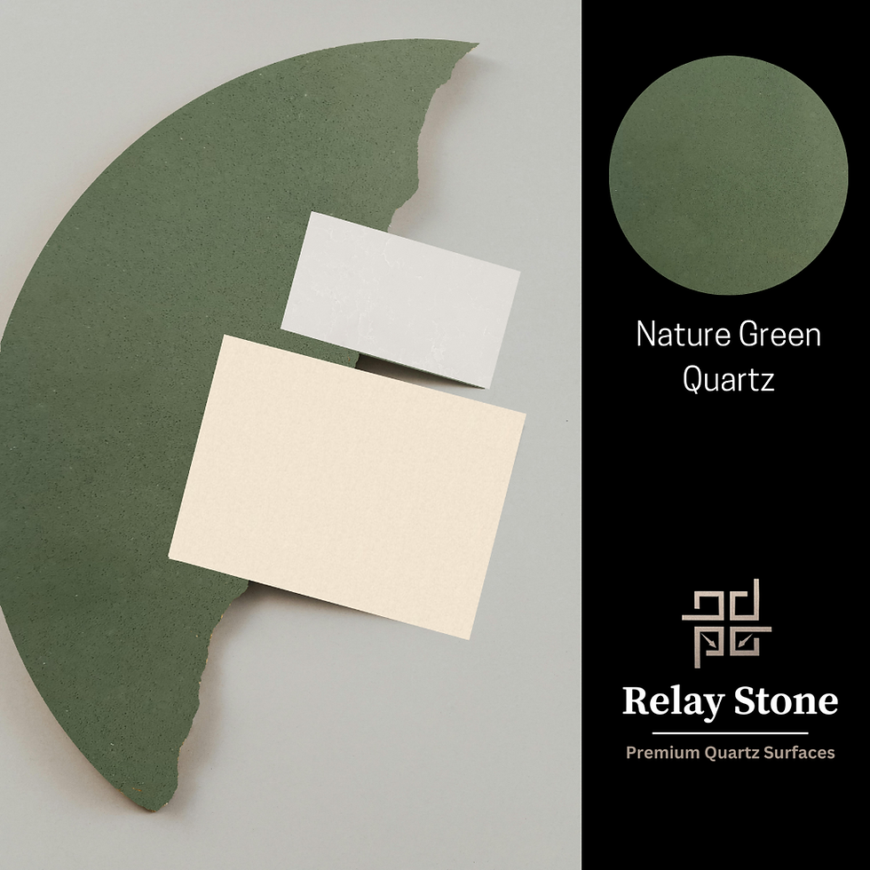 The best green quartz stone for the kitchen by Relay Stone brand for countertops