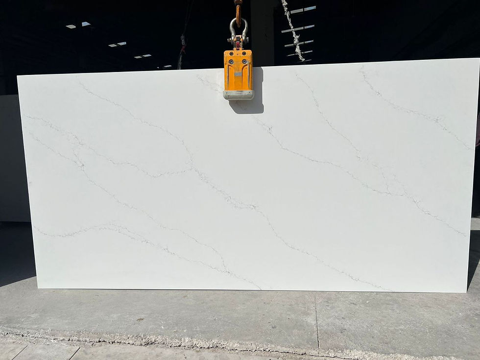 Thumbnail: Calacatta Grey Statuario Quartz: Ontario Grey by Relay Stone delivers a high-end look with unbeatable performance.