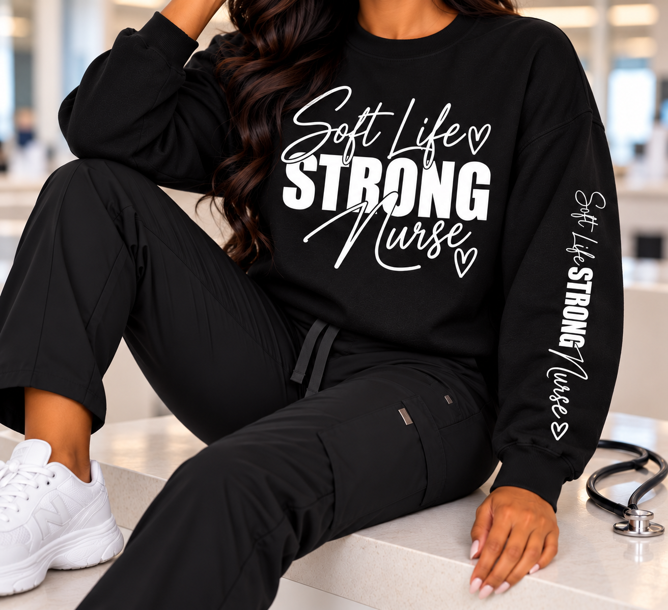 Soft Life Strong Nurse signature crewneck sweatshirt