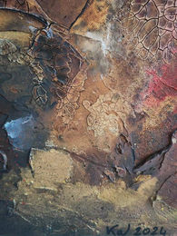 tableau moderne abstrait  feu volcan magma rouge