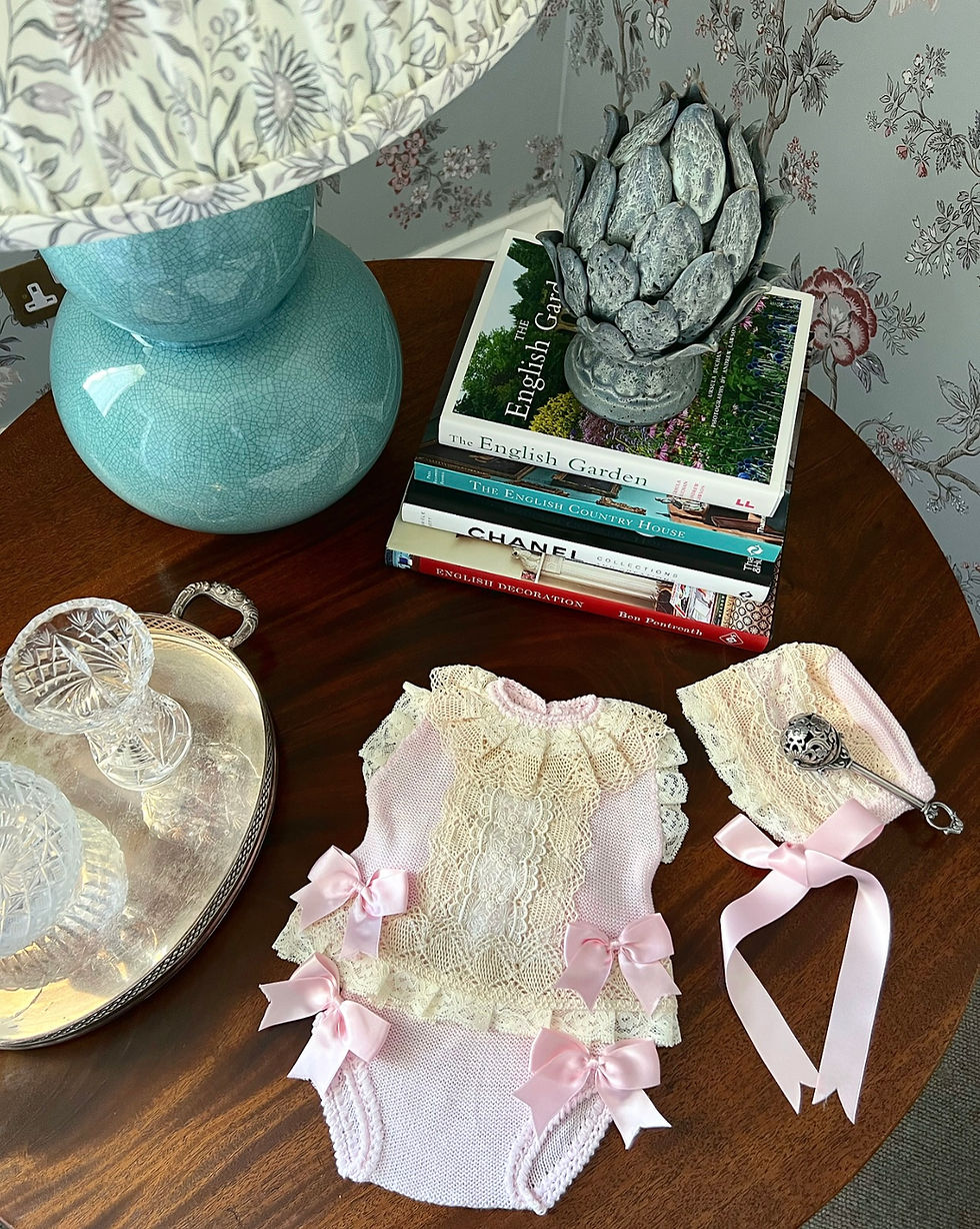 Atrani ~ bloomers set with socks and matching bonnet (up to age 24 months)