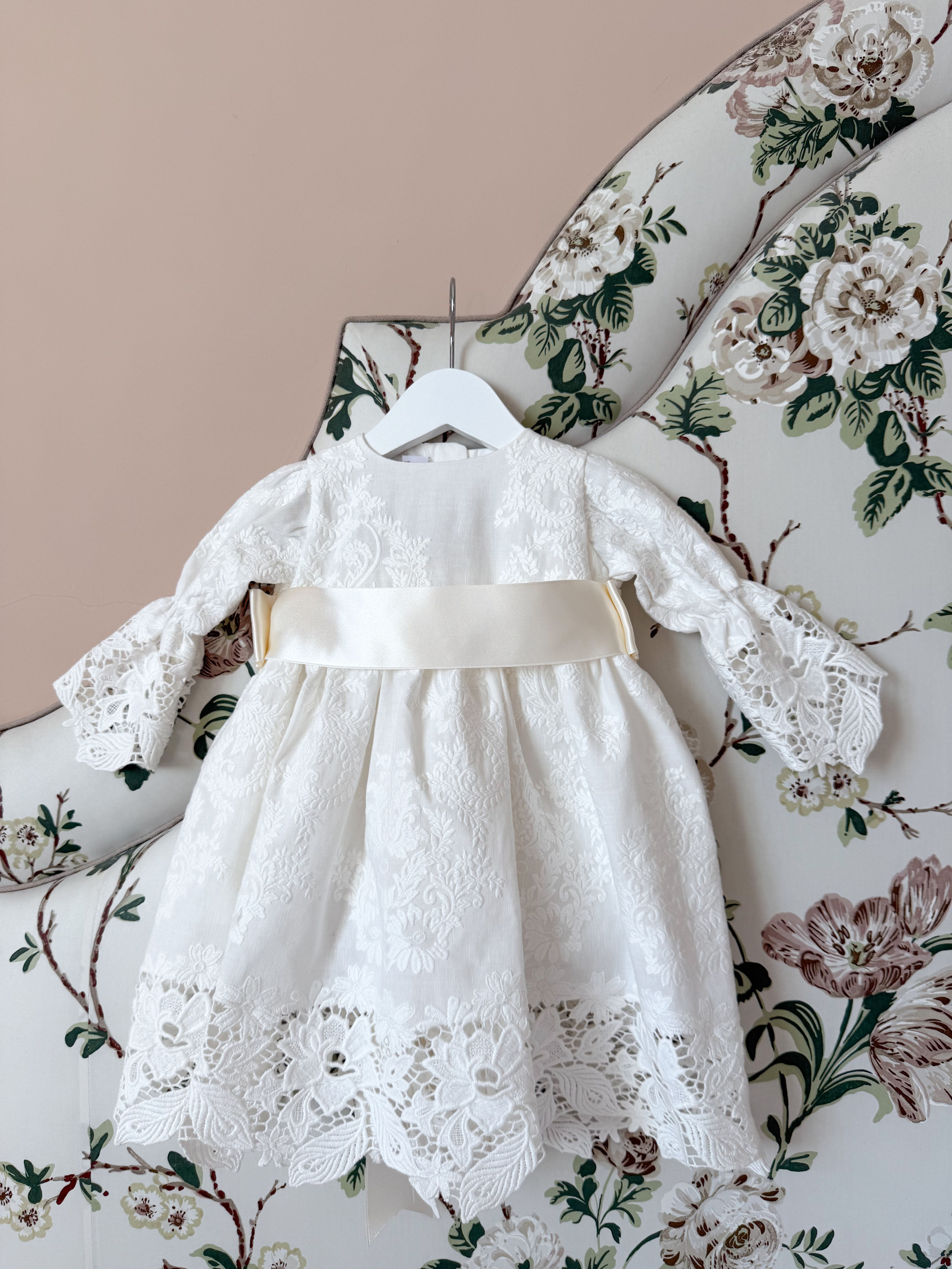 Guadelest dress, bloomers, bonnet and socks (hair bow available upon request)