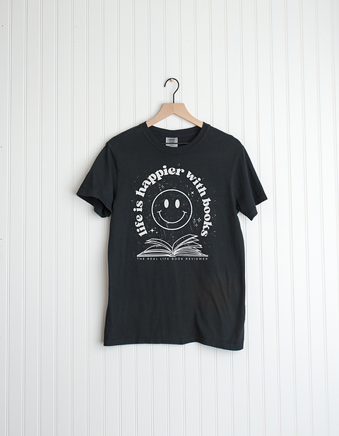 Life is Happier with Books T-shirt | TRLBR