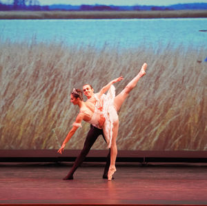 stepping onstage with the right foot