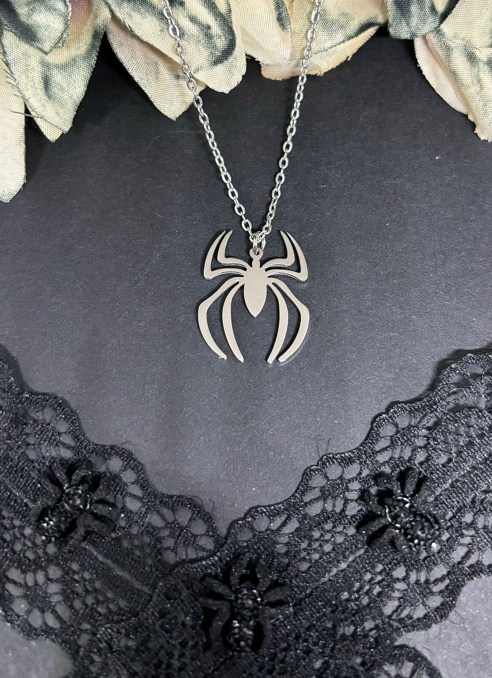 Thumbnail: ‘Widow’ Stainless Steel Spider Necklace 