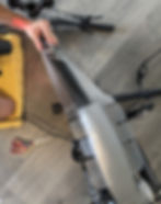 Thumbnail: Clear Matte Protection Tape being installed on mountain bike